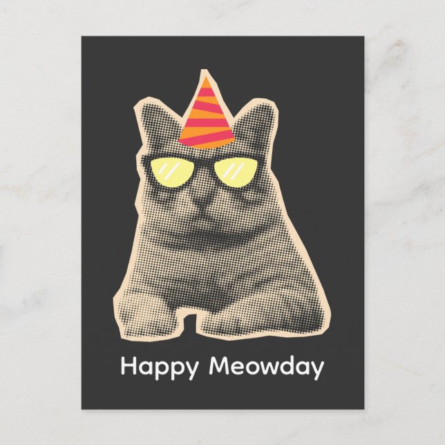 Carte Postale Anniversaire de chat drôle (Devant)