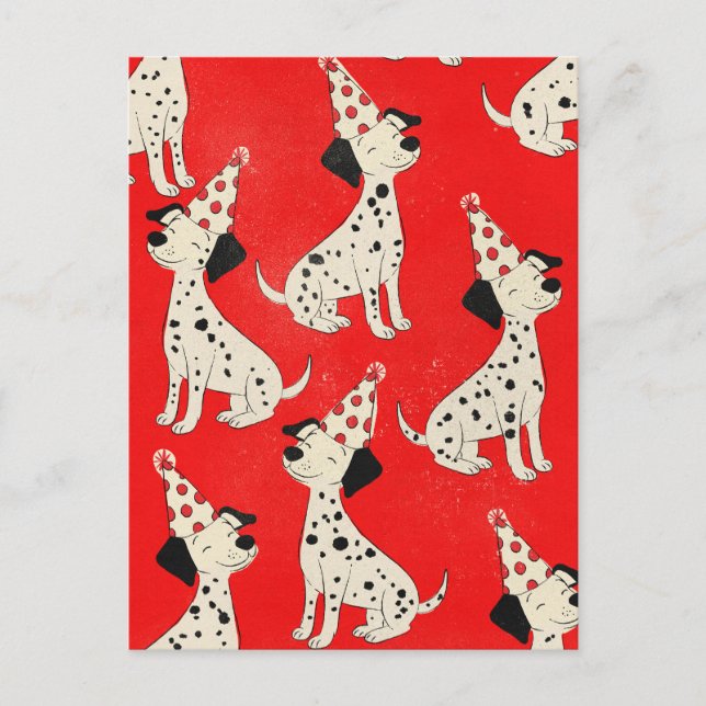 Carte Postale Anniversaire de chien vintage (Devant)