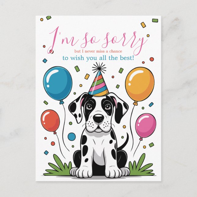 Carte Postale Anniversaire de chiot Dogue Allemand (Devant)