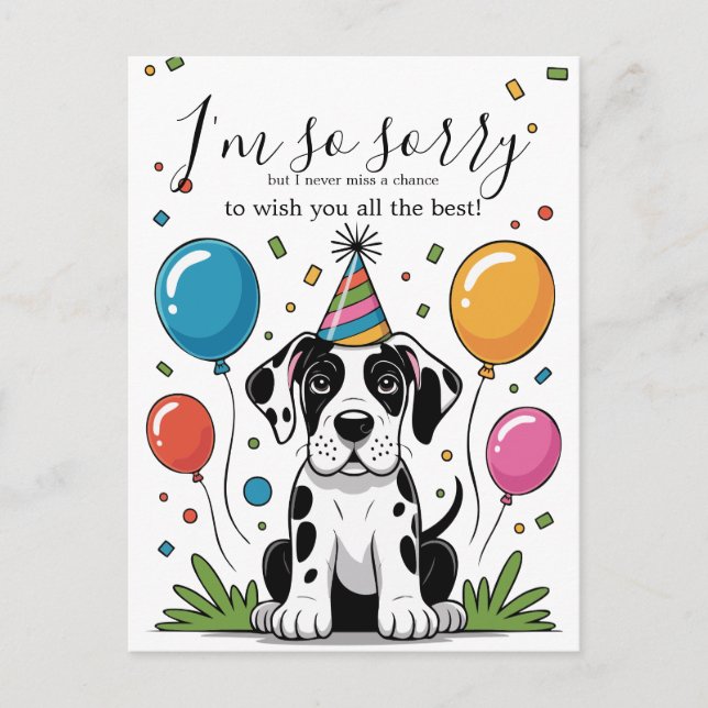 Carte Postale Anniversaire de chiot Dogue Allemand (Devant)