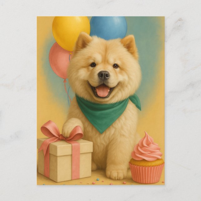 Carte Postale Anniversaire de Chow Chow (Devant)