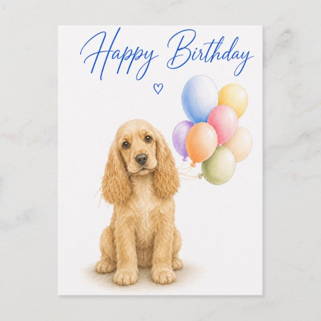 Carte Postale Anniversaire de Cocker Spaniel (Devant)