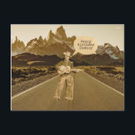 Carte Postale Anniversaire de Cowboy Chantant vintage<br><div class="desc">Carte postale d'anniversaire amusant avec sépia ton vintage chanter cowboy avec personnalisable Happy Birthday Cowboy texte sur la route vers montagnes arrière - plan.</div>