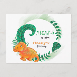 Carte Postale Anniversaire de Dinosaur   Orange Tricératops Merc