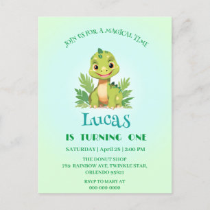 Carte Postale Anniversaire de dinosaure mignon zoo jungle sauvag