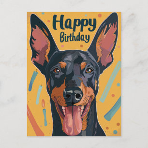 Carte Postale Anniversaire de Doberman