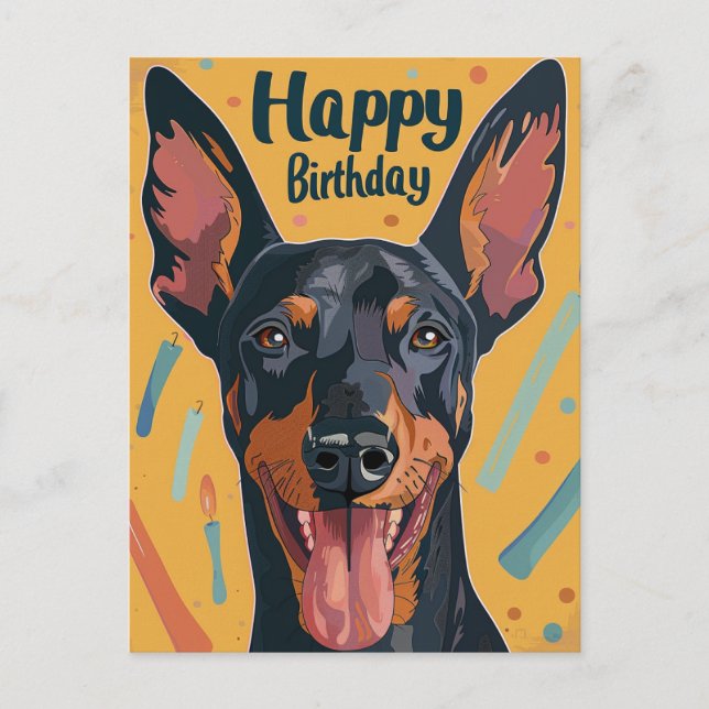 Carte Postale Anniversaire de Doberman (Devant)