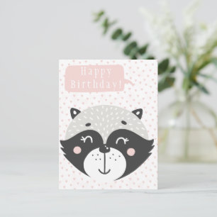 Carte postale Anniversaire de enfant Cute Racoon