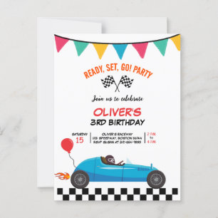 Carte Postale Anniversaire de enfant de course automobile Invita