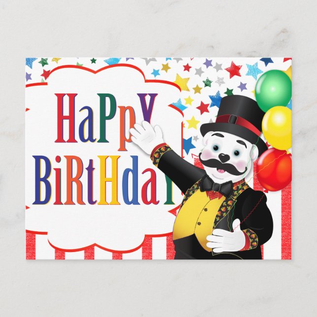 Carte Postale Anniversaire de enfant de l'ours polaire de cirque (Devant)