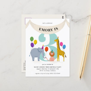 Carte Postale Anniversaire de enfant de Safari Animaux
