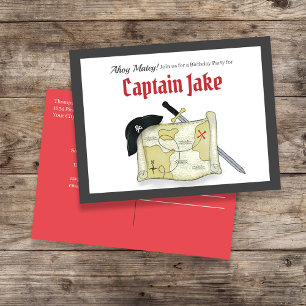 Carte Postale Anniversaire de enfant Pirate Treasure Map Invitat