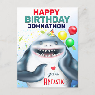Carte Postale Anniversaire de enfant Whimsical de requin