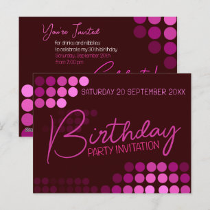 Carte Postale Anniversaire de fête moderne rose funky