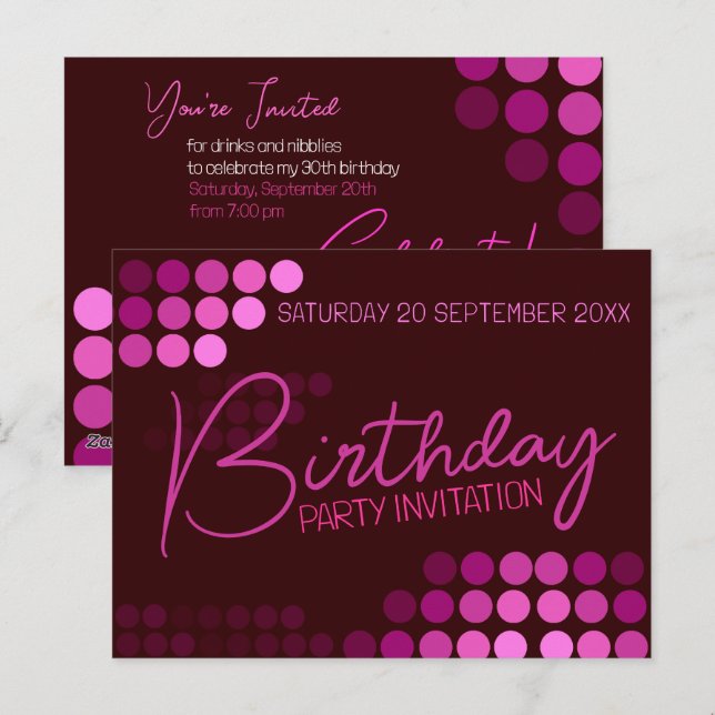 Carte Postale Anniversaire de fête moderne rose funky (Devant / Derrière)