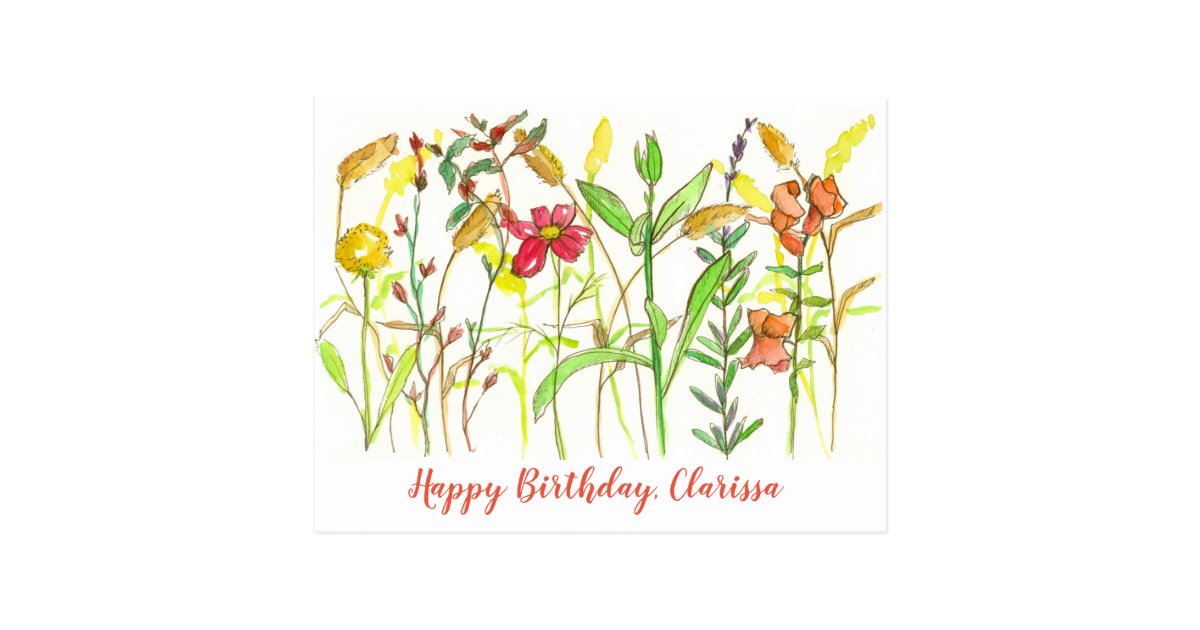 Carte Postale Anniversaire De Fleurs Botaniques D Automne Joyeux Zazzle Fr