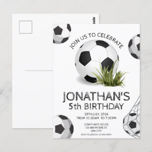 Carte Postale Anniversaire de football noir vert 