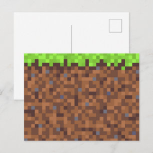 Carte Postale Anniversaire de gamer herbe pixel