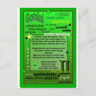 CARTE POSTALE ANNIVERSAIRE DE GEMINI