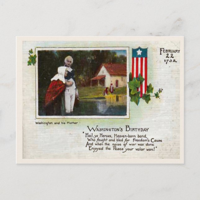 Carte Postale Anniversaire de George Washington (Devant)