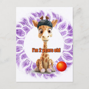 Carte Postale Anniversaire de girafe pour garçons