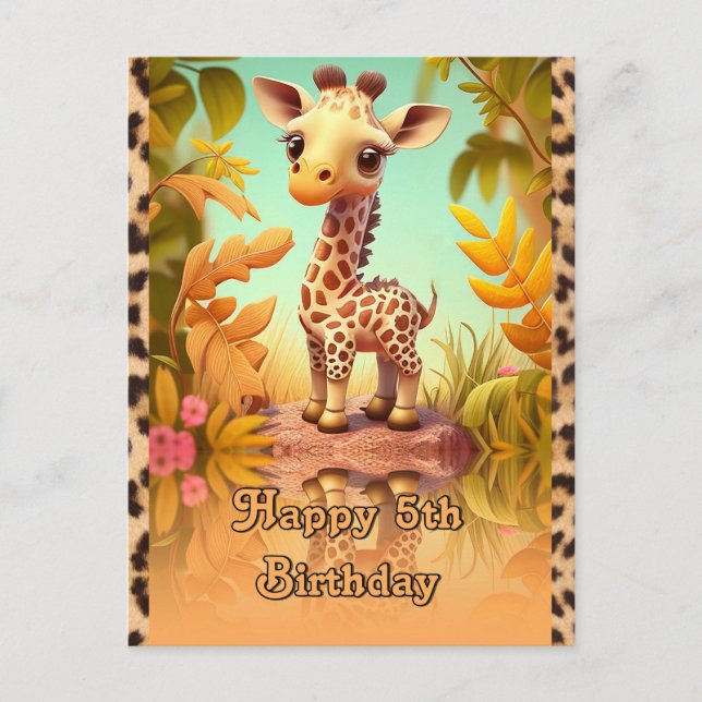Carte Postale Anniversaire de girafe pour les enfants (Devant)