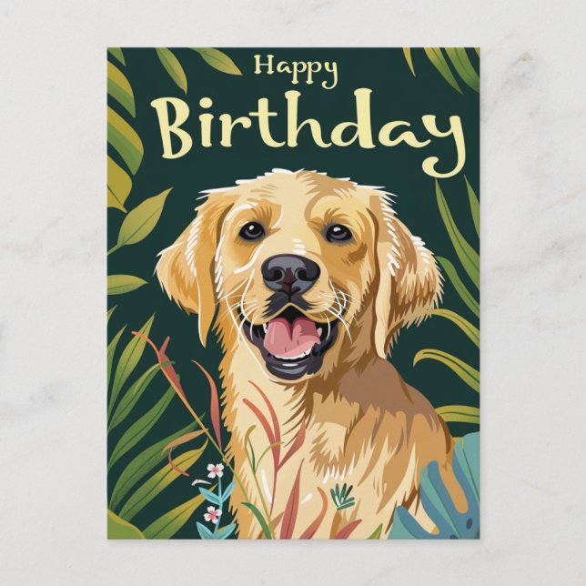 Carte Postale Anniversaire de Golden Retriever  (Devant)