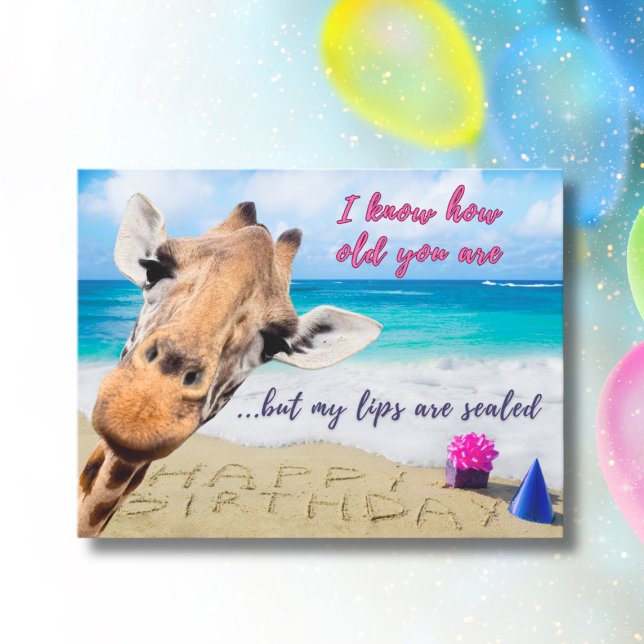 Carte Postale Anniversaire De Grand-Mère - Giraffe Ne Dit Rien (Créateur téléchargé)