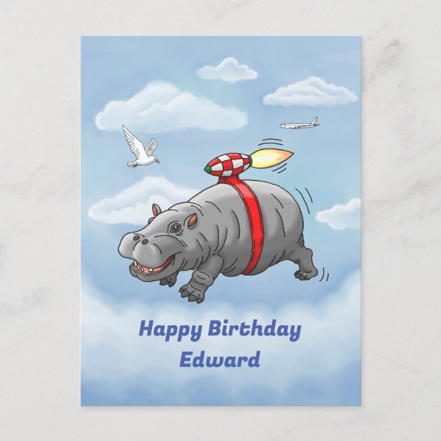 Carte Postale Anniversaire de Hippo Fusée (Devant)