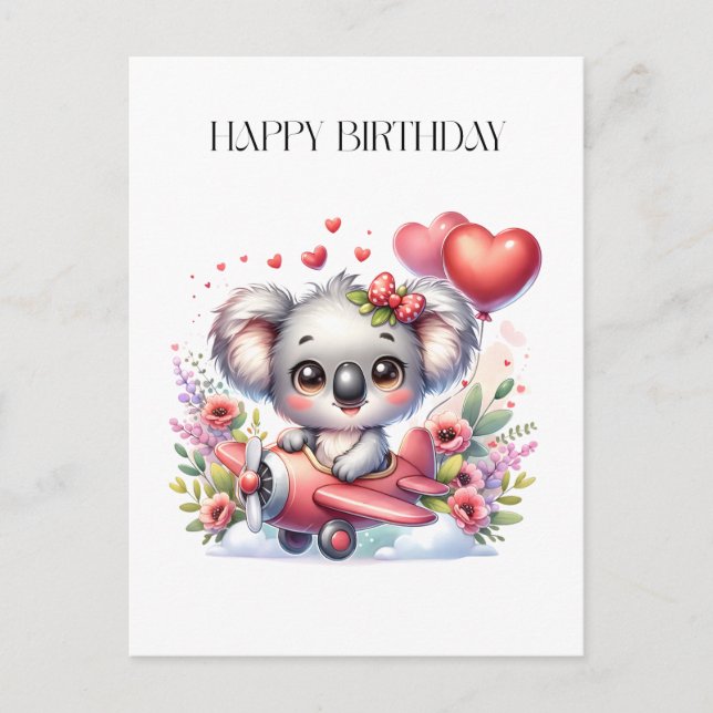 Carte Postale Anniversaire de Koala Volant (Devant)