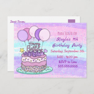 Carte postale     Anniversaire de la fille rose et