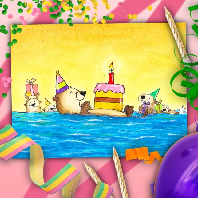 Carte Postale Anniversaire de la loutre de mer (Créateur téléchargé)