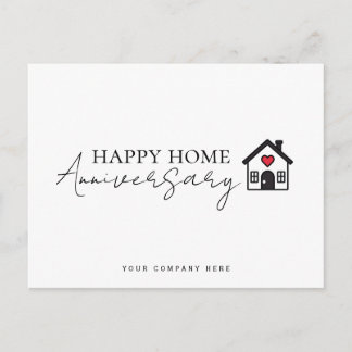 Carte Postale Anniversaire de la maison à cœur en script en lign
