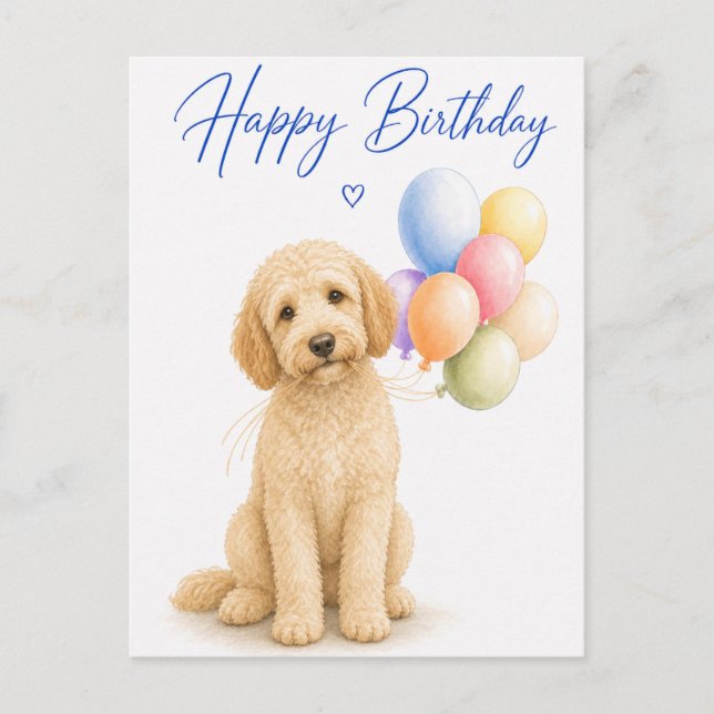 Carte Postale Anniversaire de Labradoodle (Devant)