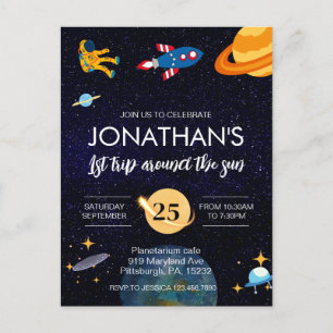 Carte Postale Anniversaire de l'astronaute, fête dans l'espace p