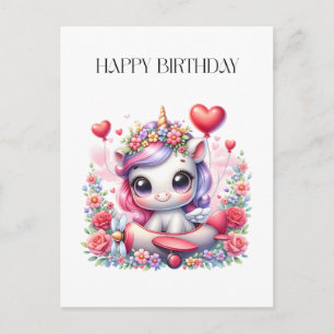 Carte Postale Anniversaire de Licorne Pilote