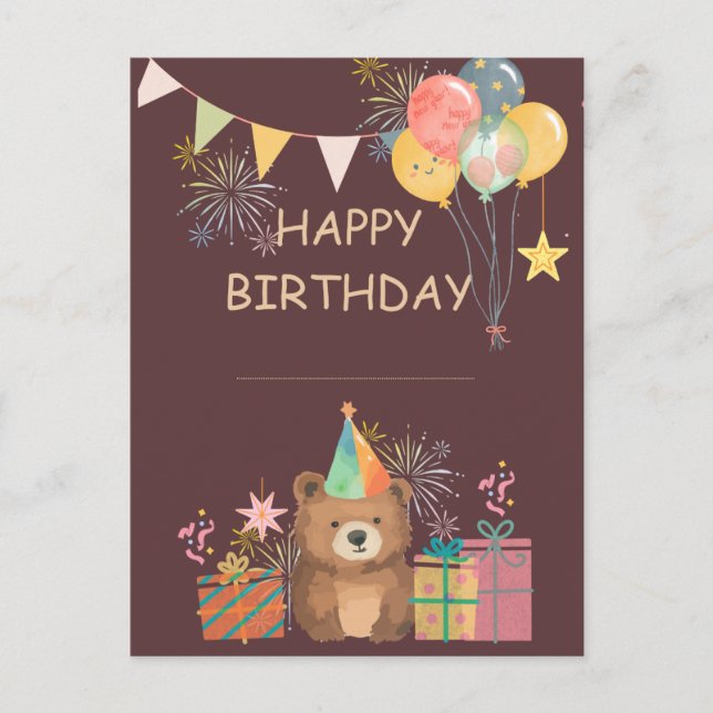 Carte Postale Anniversaire de l'ours (Devant)