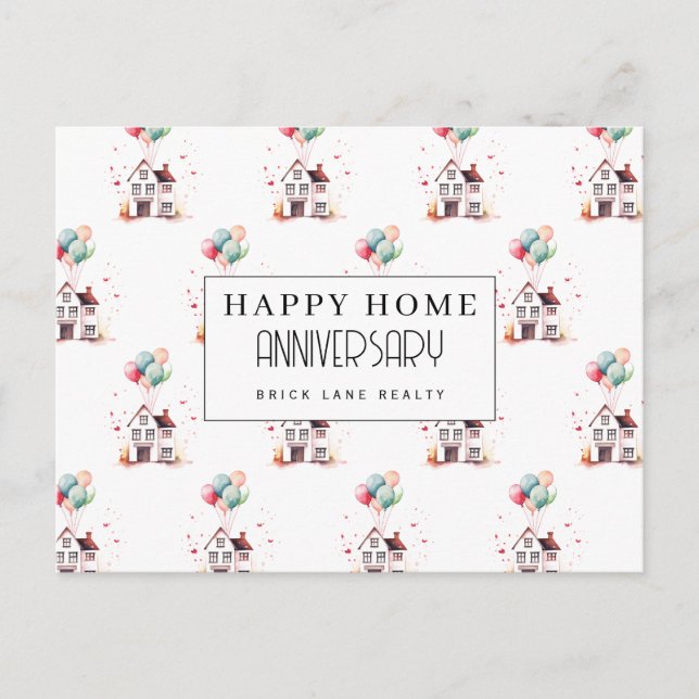 Carte Postale Anniversaire de Maison Ballons Immobilier Maison (Devant)