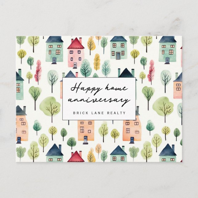 Carte Postale Anniversaire de maison de quartier à l'aquarelle (Devant)
