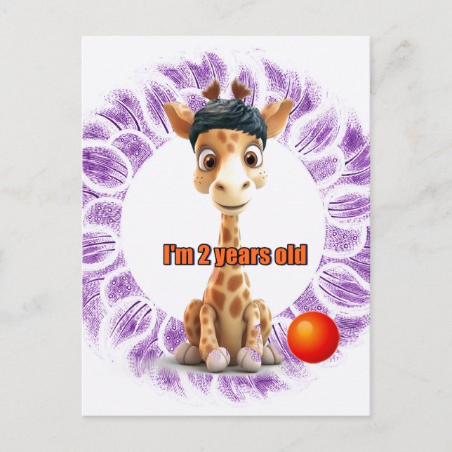 Carte Postale Anniversaire de naissance pour garçons Girafe (Devant)