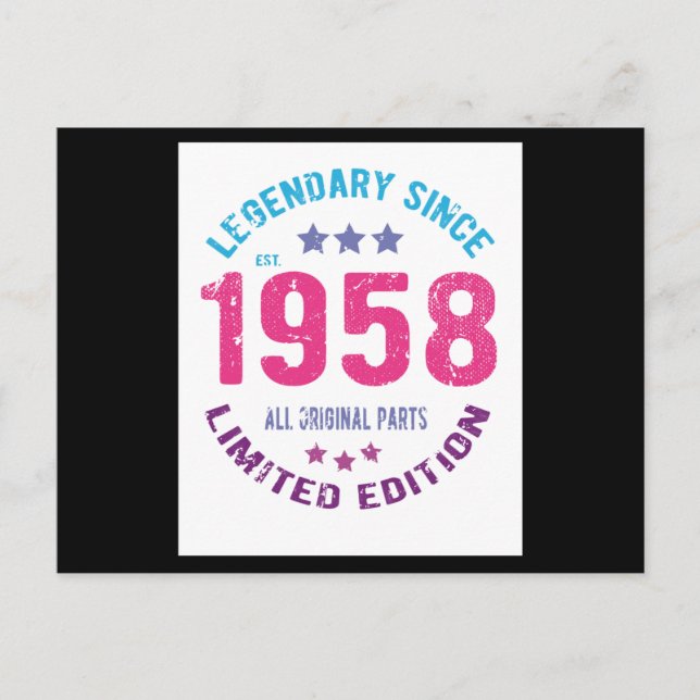 Carte Postale Anniversaire de naissance Vintage 1958 (Devant)