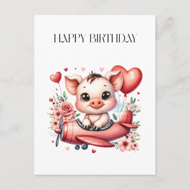 Carte Postale Anniversaire de Pig Pilot (Devant)