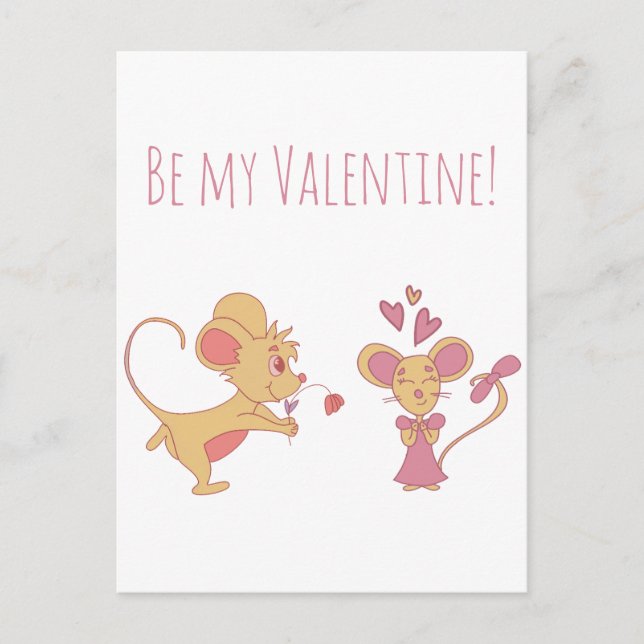 Carte Postale Anniversaire de rat mignon / Saint-Valentin  (Devant)