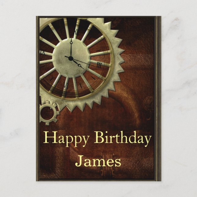 Carte Postale Anniversaire de Steampunk vintage (Devant)