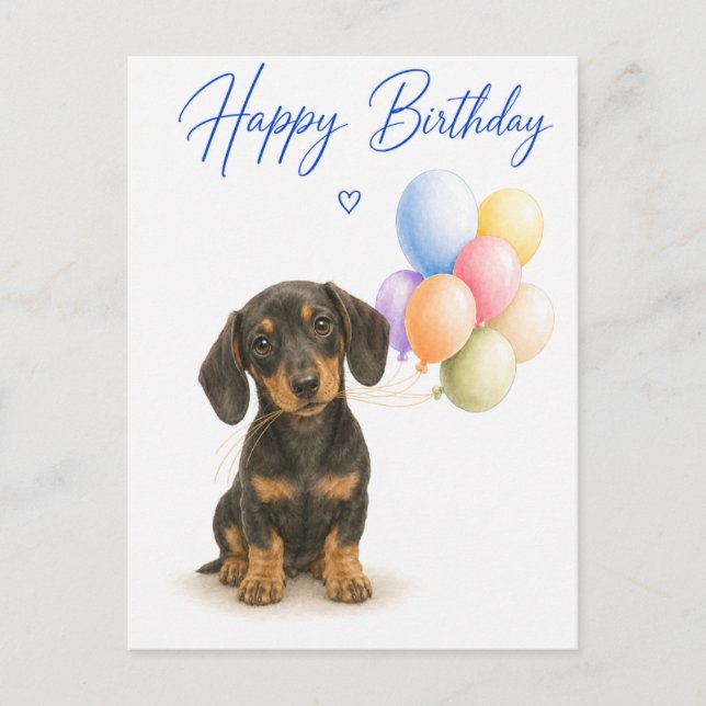 Carte Postale Anniversaire de teckel (Devant)