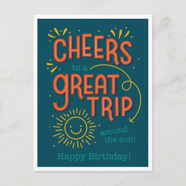 Carte Postale Anniversaire de typographie moderne (Devant)