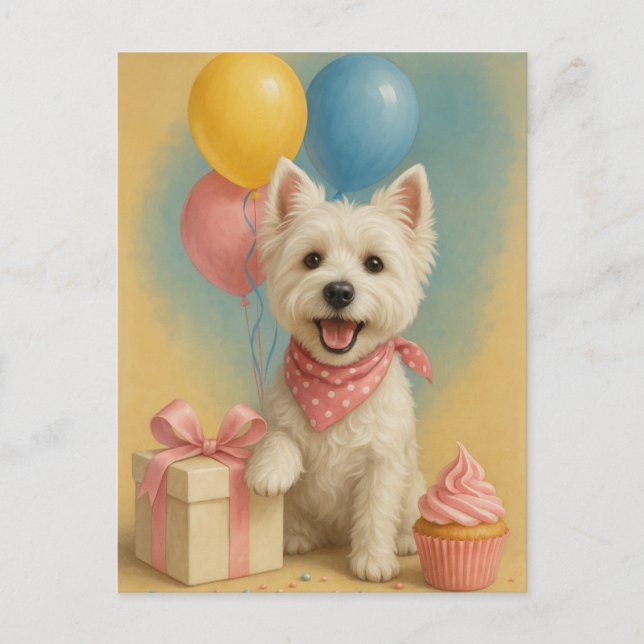 Carte Postale Anniversaire de Westie (Devant)