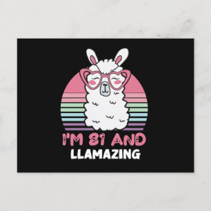 Carte Postale Anniversaire des 81 ans Llamazing Lama Cadeau d'an