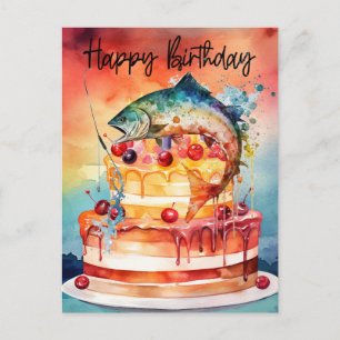 Carte Postale Anniversaire des amateurs de pêche