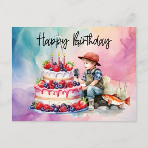 Carte Postale Anniversaire des amateurs de pêche